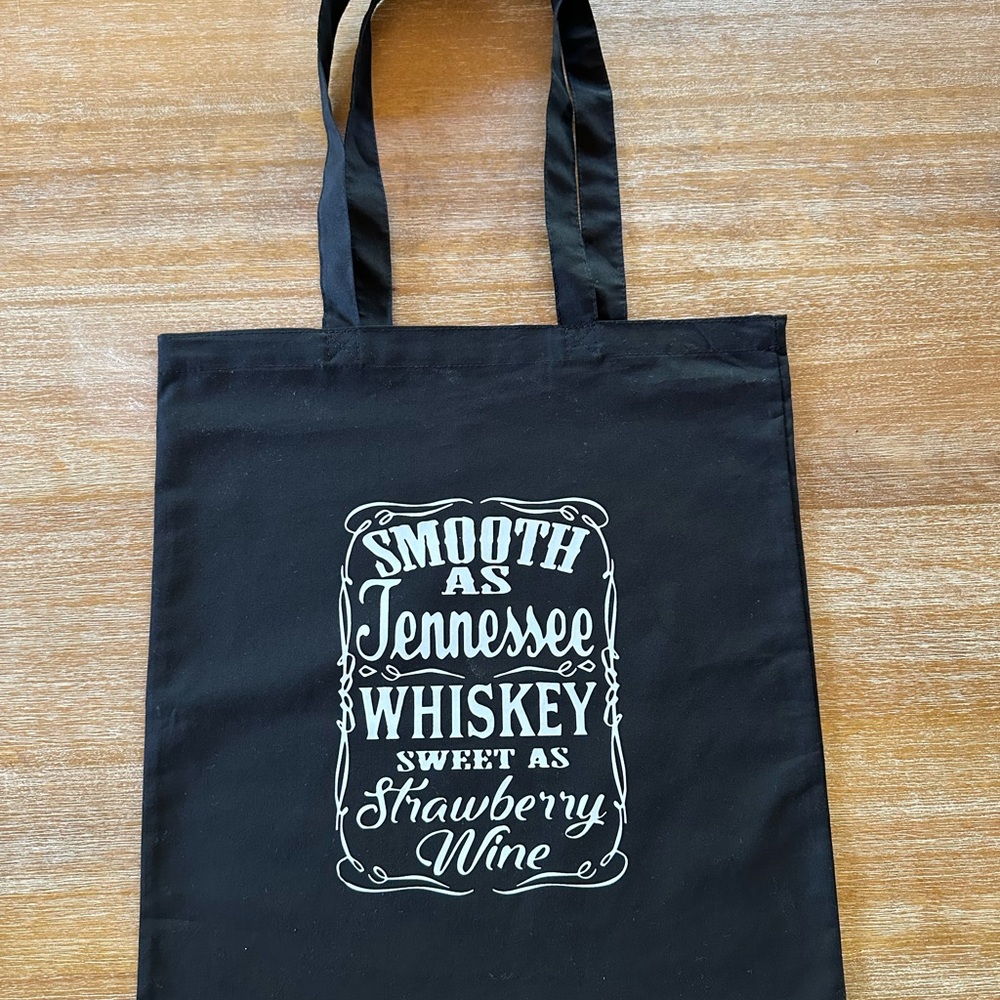 Black Tote Bag with White Print
